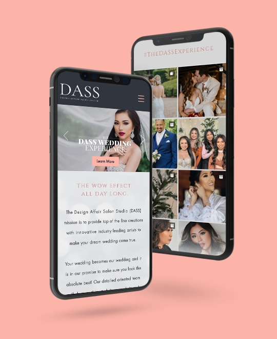 DASS mobile photo mockup of the Design Affair Salon Studio website