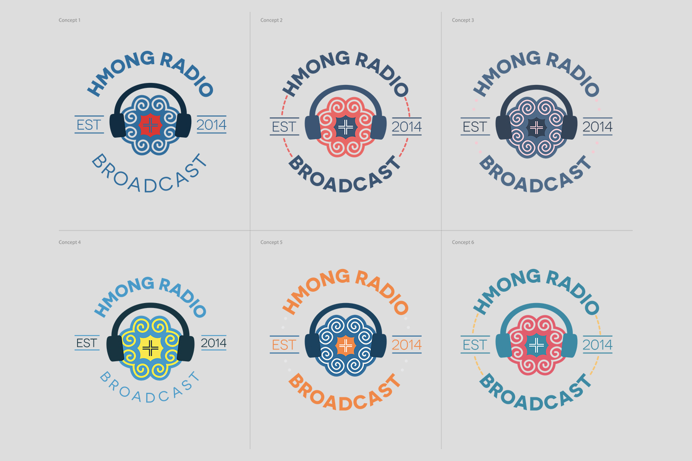 Selected logo concept in several color options
