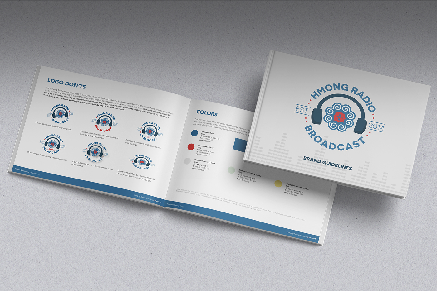 Opened page and booklet mockup of the HRB Brand Guidelines