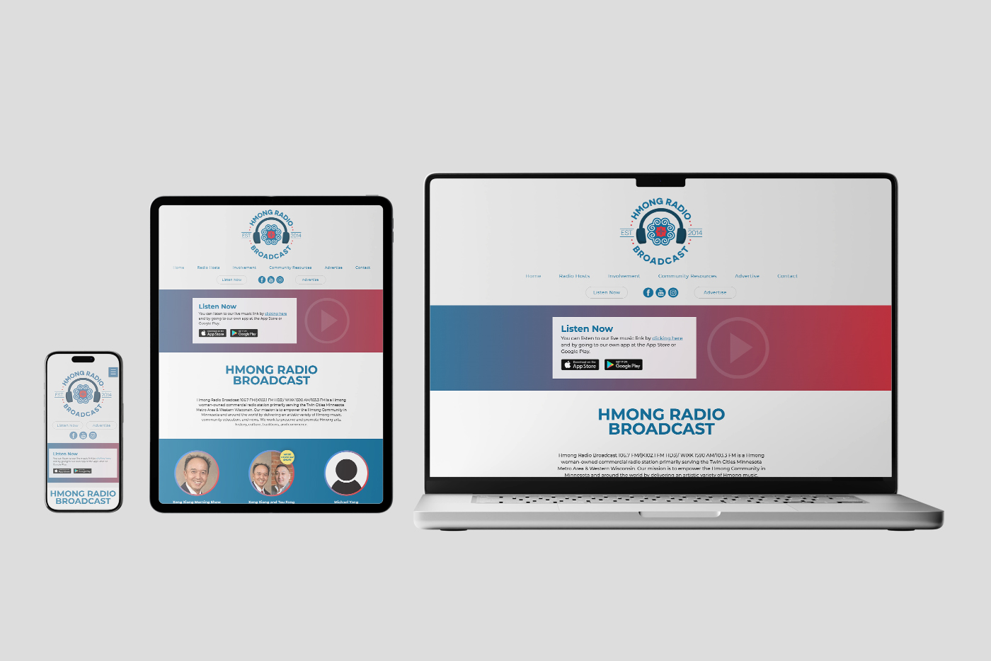 Device mockups of the new HRB website