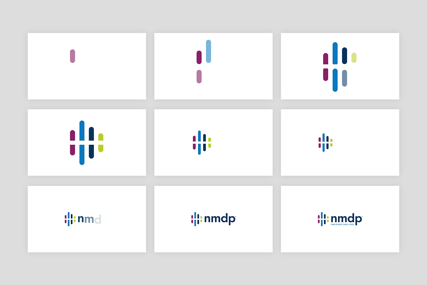 9 slides with the NMDP logo animation from fade in from beginning to end