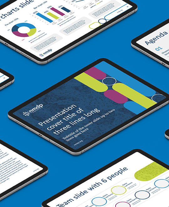 NMDP iPad mockup with PowerPoint slides