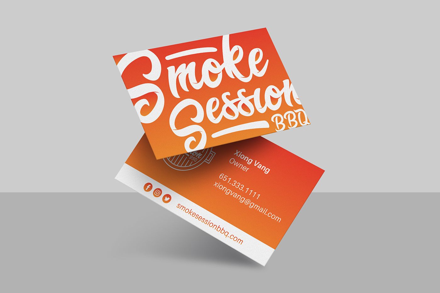 Smoke Session BBQ business card mockup