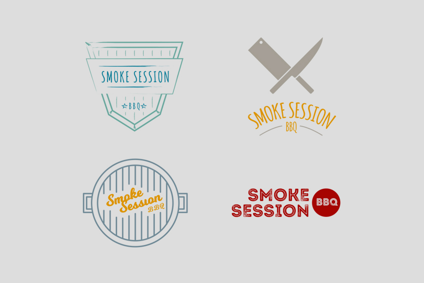 Color concepts of the Smoke Session BBQ logos