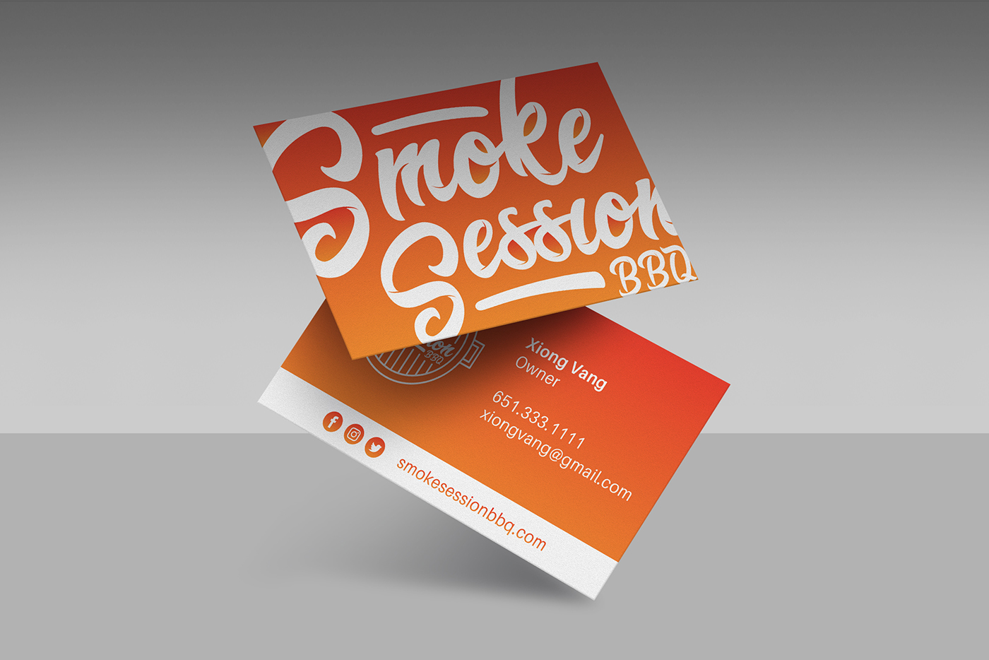 Smoke Session BBQ business card mockup