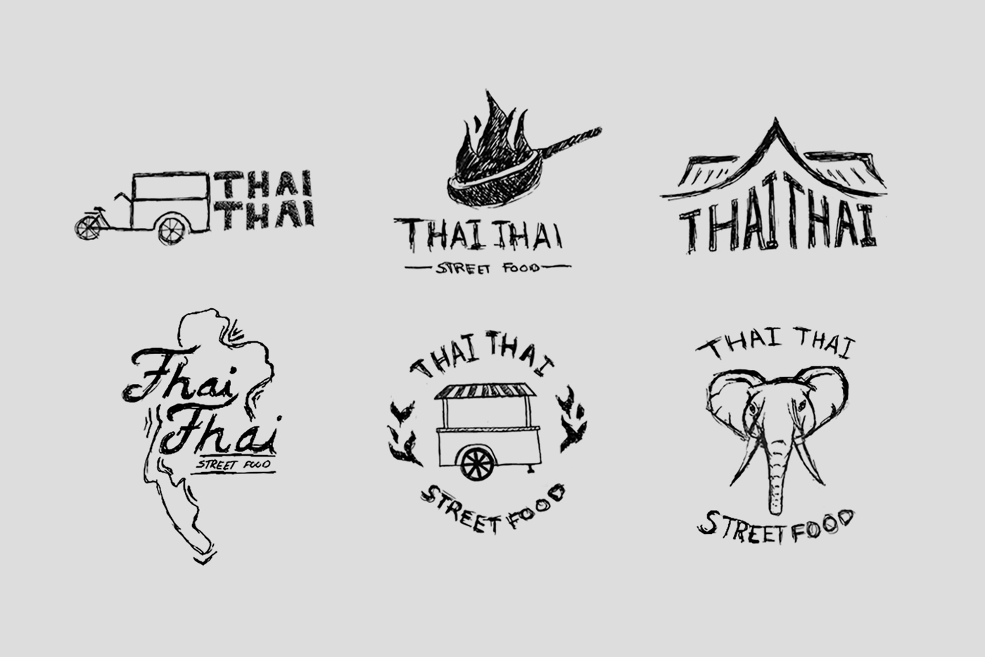 Thai Thai Street Food hand drawn sketches