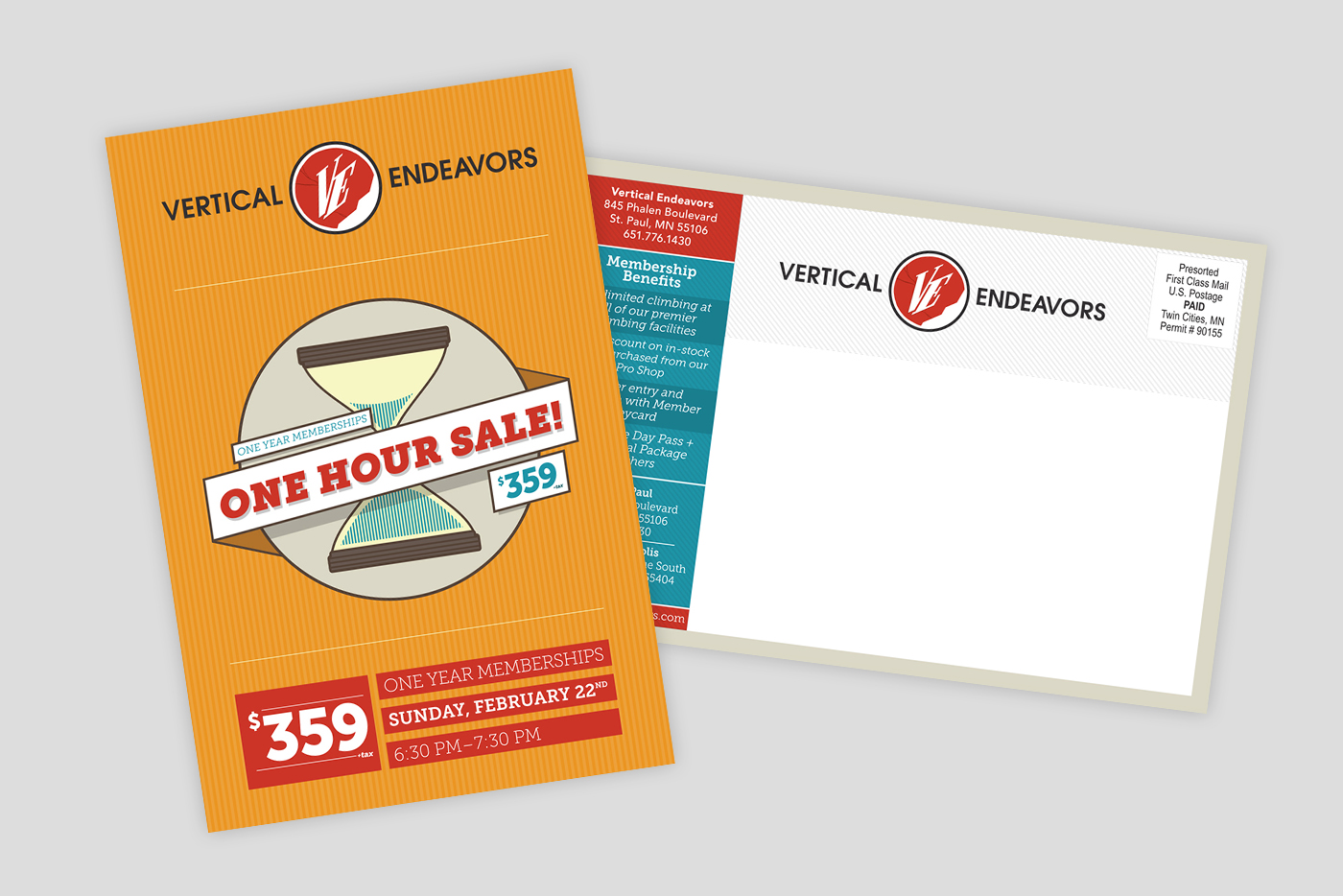 One Hour Sale printed postcard mockup